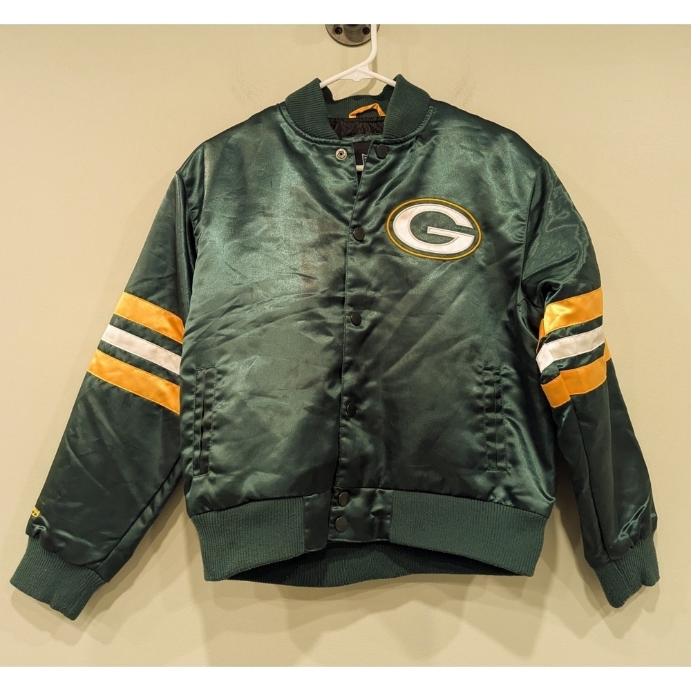 NFL Green Bay Packers Satin Varsity Embroidered Jacket Youth XL